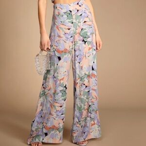 Palm Beach Babe Lilac Floral Wide Leg Pants CAN BE PART OF A SET